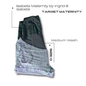 Target Maternity Distressed Denim Shorts Navy Comfort Belly Band 0